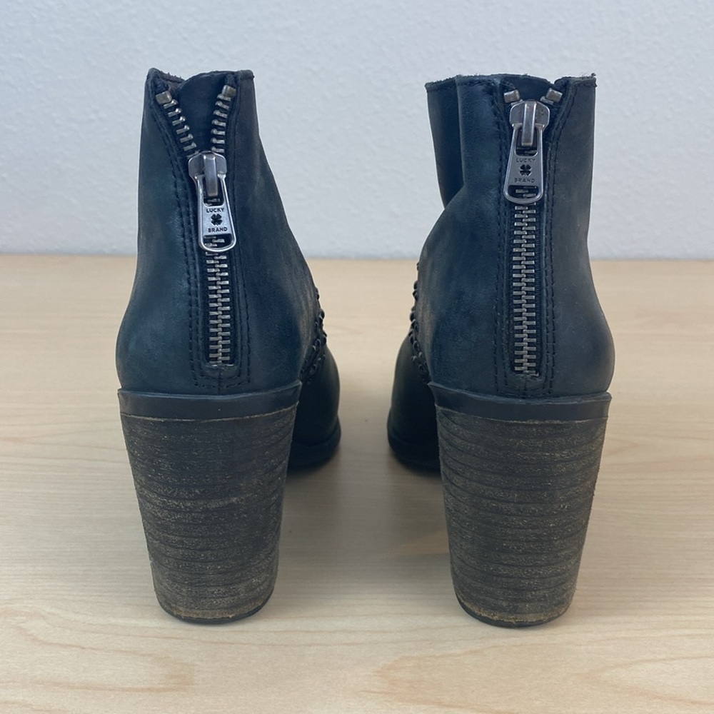 Lucky Brand Sancha Black Distressed Leather with Studs Western Moto Boot Size 7 - Picture 3 of 9